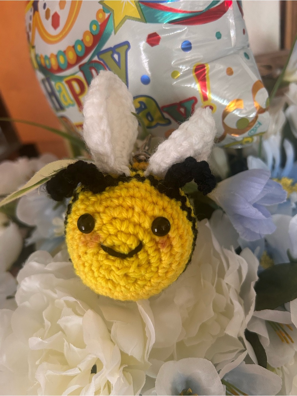 Handmade Yellow Crochet Bee Plush KEY CHAIN Lobster claw- Cute Soft Amigurumi